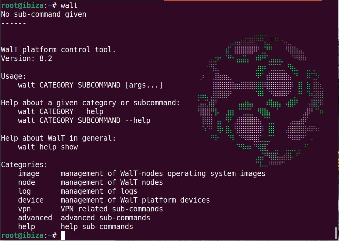WalT logo displayed on the command line