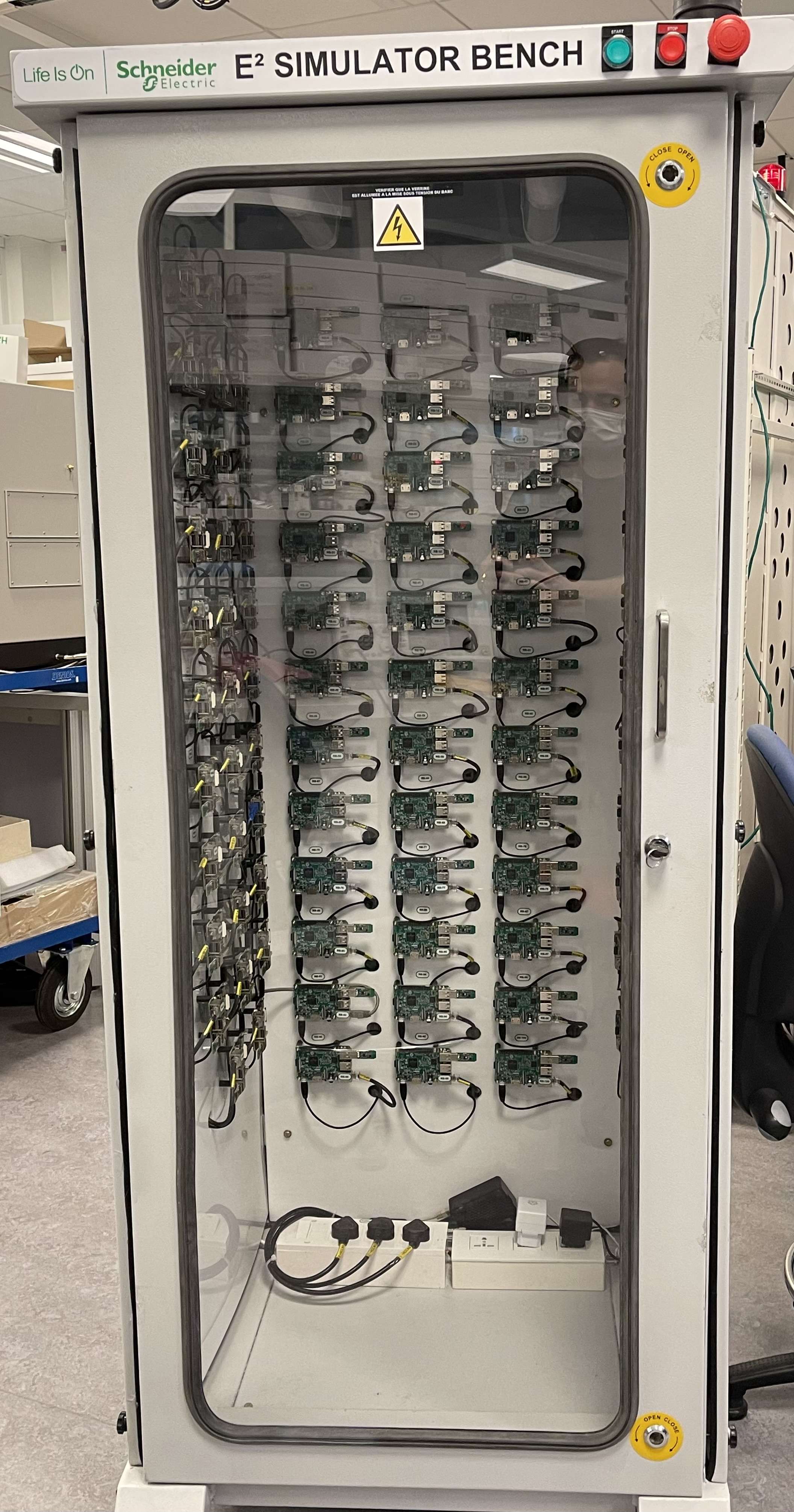 WalT-based testbed made of 100 rpi 3B boards at Schneider Electric